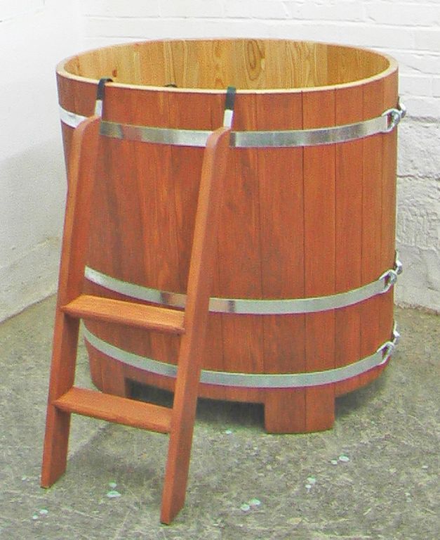 Sauna Tauchbecken / Tauchbottich aus Lärche innen transparente Hygieneversiegelung außen lasiert (100 cm lang x 70 cm breit)