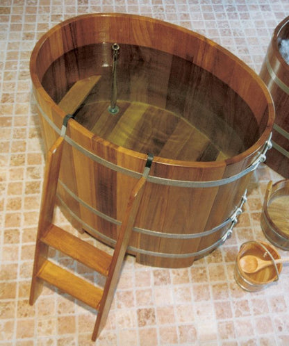 Sauna Tauchbecken / Tauchbottich aus Kambala innen und außen transparente Hygieneversiegelung (110 cm lang x 77 cm breit)